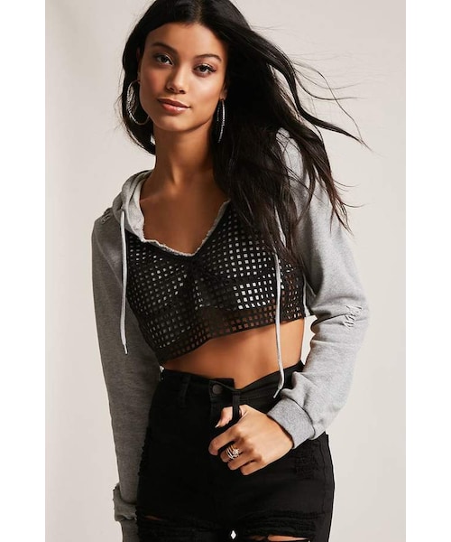 forever 21 crop top hoodie