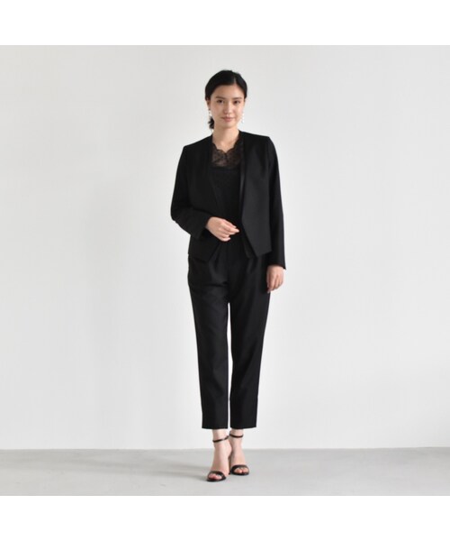 kaene ノーカラージャケット 黒 kaene ジャケット ノーカラージャケット フォーマルジレ
