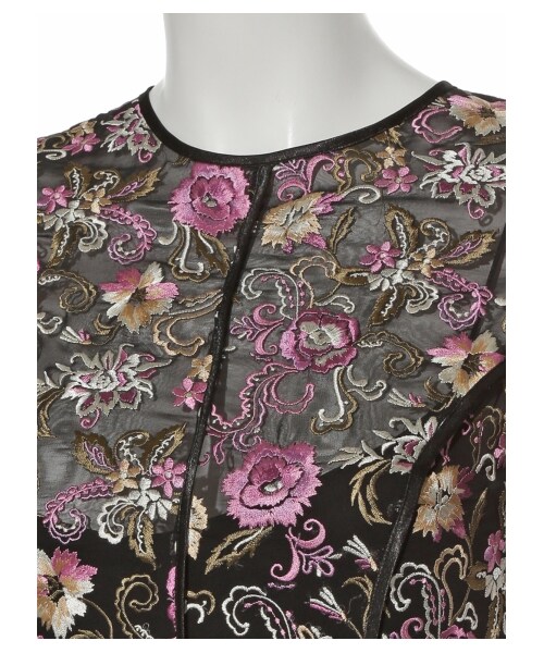 FRAY I.D（フレイアイディー）の「エンブロイダリ—ドレス（パーティードレス・レディース・BEG/BLKxPNK/BLK・0/1）」の8枚目の写真