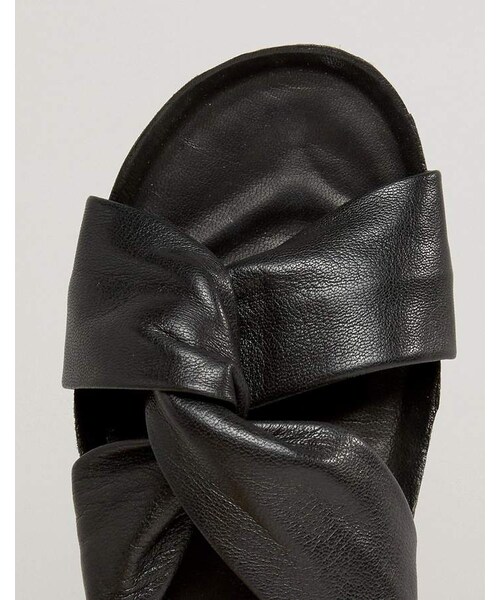 porcelæn type Fremskridt Vagabond,Vagabond Erie Black Leather Slide Flat Sandals - WEAR