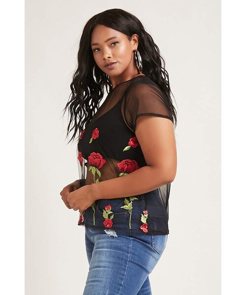 FOREVER 21（フォーエバー トゥエンティーワン）の「Forever 21 Plus Size Sheer Mesh Top（トップス・レディース・Black・1x）」の5枚目の写真