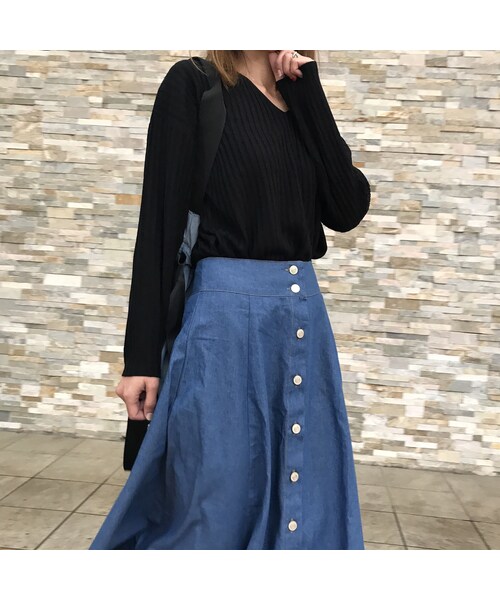 copine(コピン)の「大好評!再入荷!リブ編みVネックスプリングニットトップス(4color)【クリックポスト対象商品】(Tシャツ/カットソー・レディース・その他)」の5枚目の写真