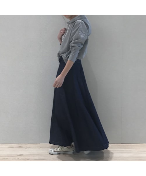 copine(コピン)の「大好評!再入荷!前開きフレアシルエットロングデニムスカート【クリックポスト対象商品】(デニムスカート・レディース・その他)」の11枚目の写真