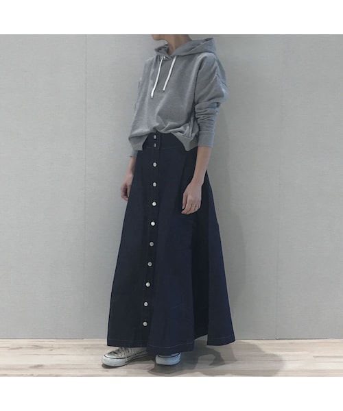 copine(コピン)の「大好評!再入荷!前開きフレアシルエットロングデニムスカート【クリックポスト対象商品】(デニムスカート・レディース・その他)」の10枚目の写真