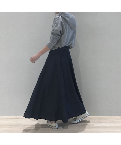 copine(コピン)の「大好評!再入荷!前開きフレアシルエットロングデニムスカート【クリックポスト対象商品】(デニムスカート・レディース・その他)」の12枚目の写真