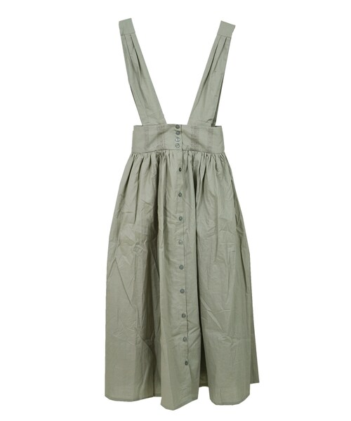 STYLEBLOCK（スタイルブロック）の「ローンサスペンダー付きレーステープギャザースカート（スカート・レディース・アイボリー/ベージュ/ピンク/ラベンダー/カーキ/ブラック・M）」の4枚目の写真