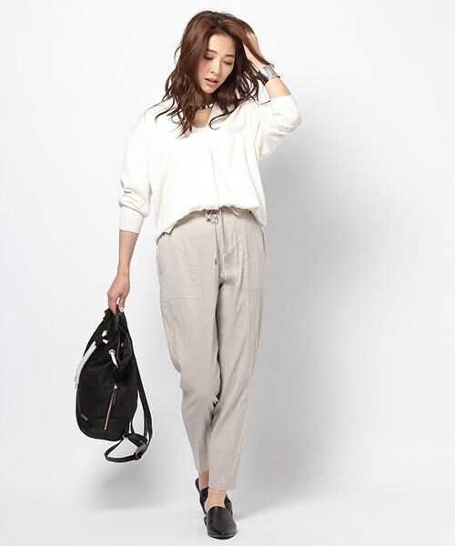 BARNYARDSTORM(バンヤードストーム)の「ストレッチリネンパンツ(パンツ・グレージュ/ブラック/カーキ)」の9枚目の写真