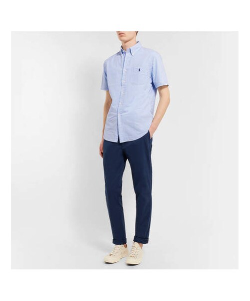 POLO RALPH LAUREN（ポロ ラルフ ローレン）の「Polo Ralph Lauren Slim-Fit Button-Down Collar Striped Cotton-Seersucker Shirt（シャツ/ブラウス・メンズ・Blue・S/M/XL/L/XXL）」の3枚目の写真