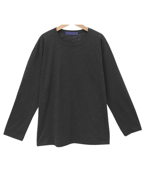 Dailyabout(デイリーアバウト)の「ラウンドネックルーズTシャツ(Tシャツ/カットソー・レディース・ブラック/ホワイト・FREE)」の1枚目の写真