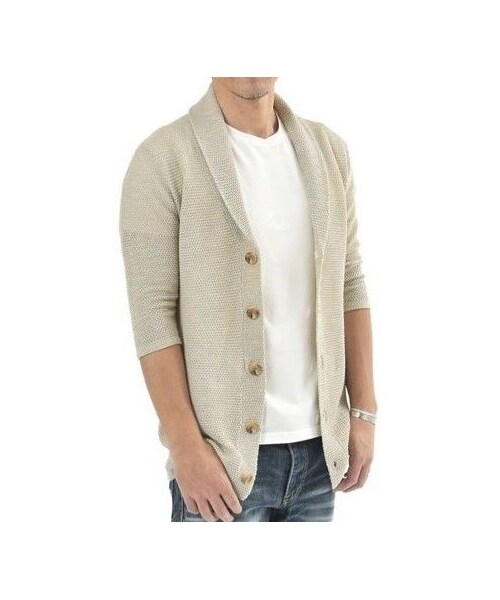 CALL&RESPONSE（コールアンドレスポンス）の「ワッフル編み5分袖ニットカーディガン　/ 181-1446-05（カーディガン/ボレロ・メンズ・その他）」の5枚目の写真