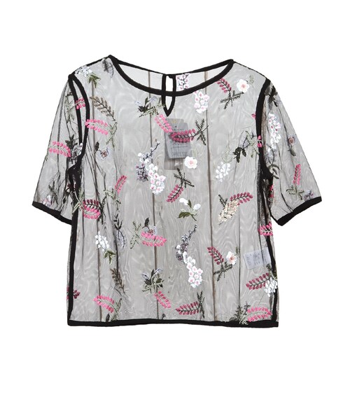 STYLEBLOCK（スタイルブロック）の「チュール花柄刺繍ブラウス（シャツ/ブラウス・レディース・ホワイト/アイボリー/ブラック・M）」の2枚目の写真