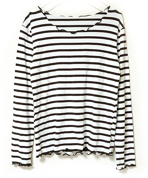 Tiffee SELECT（ティフィーセレクト）の「メローフリル襟裾ボーダーカットソー（Tシャツ/カットソー・レディース・ブラウン/レッド・F）」の3枚目の写真