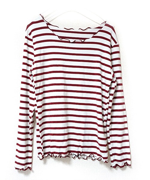 Tiffee SELECT（ティフィーセレクト）の「メローフリル襟裾ボーダーカットソー（Tシャツ/カットソー・レディース・ブラウン/レッド・F）」の6枚目の写真