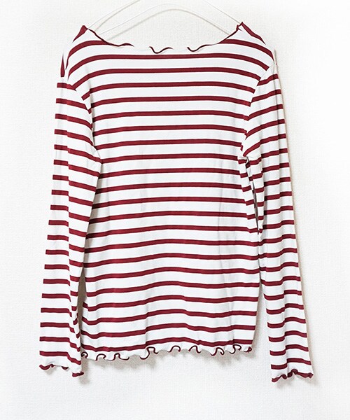 Tiffee SELECT（ティフィーセレクト）の「メローフリル襟裾ボーダーカットソー（Tシャツ/カットソー・レディース・ブラウン/レッド・F）」の8枚目の写真