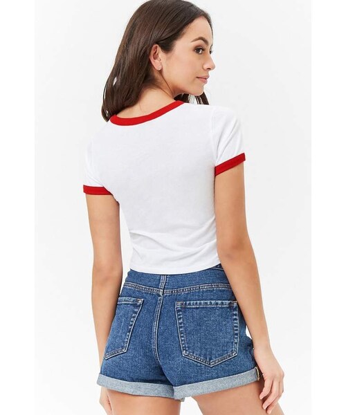 FOREVER 21（フォーエバー トゥエンティーワン）の「Forever 21 More Love Ringer Tee（Tシャツ/カットソー・レディース・Red・Medium/Small/Large）」の4枚目の写真