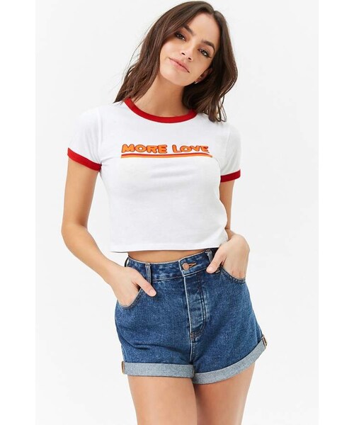 FOREVER 21（フォーエバー トゥエンティーワン）の「Forever 21 More Love Ringer Tee（Tシャツ/カットソー・レディース・Red・Medium/Small/Large）」の2枚目の写真