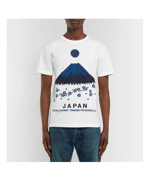 BLUE BLUE JAPAN(ブルーブルージャパン)の「Blue Blue Japan Nt190 Printed Cotton-Jersey T-Shirt(Tシャツ/カットソー・メンズ・White・L/M/S/XL)」の2枚目の写真