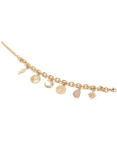 FOREVER 21（フォーエバー トゥエンティーワン）の「Forever 21 Etched Charm Bracelet（ブレスレット・レディース・Gold・One Size）」の2枚目の写真