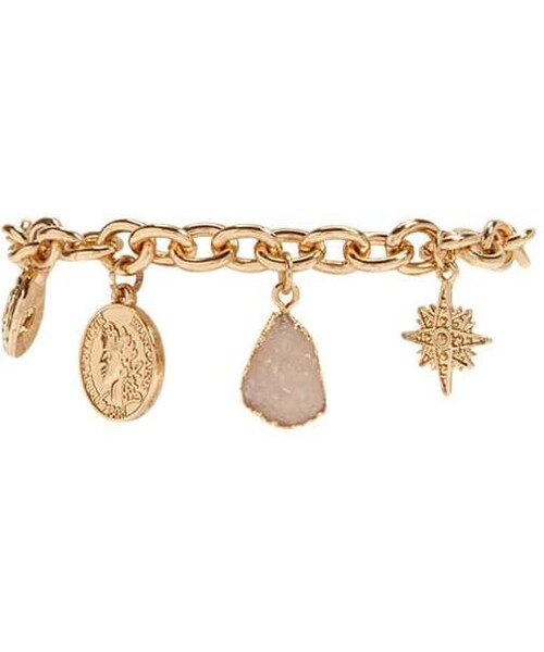 FOREVER 21（フォーエバー トゥエンティーワン）の「Forever 21 Etched Charm Bracelet（ブレスレット・レディース・Gold・One Size）」の3枚目の写真