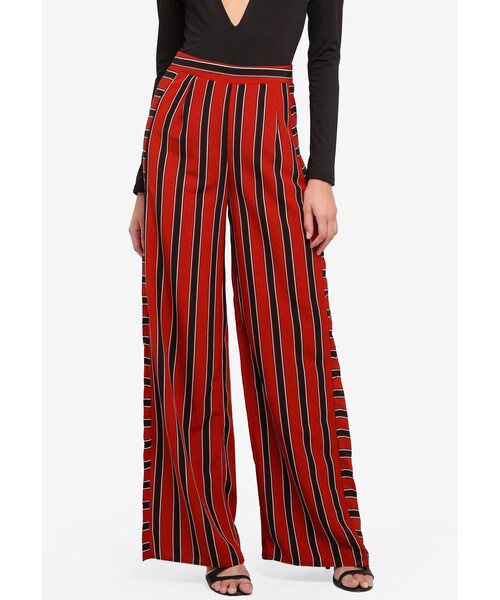MISSGUIDED,Striped Wide Leg Red 
