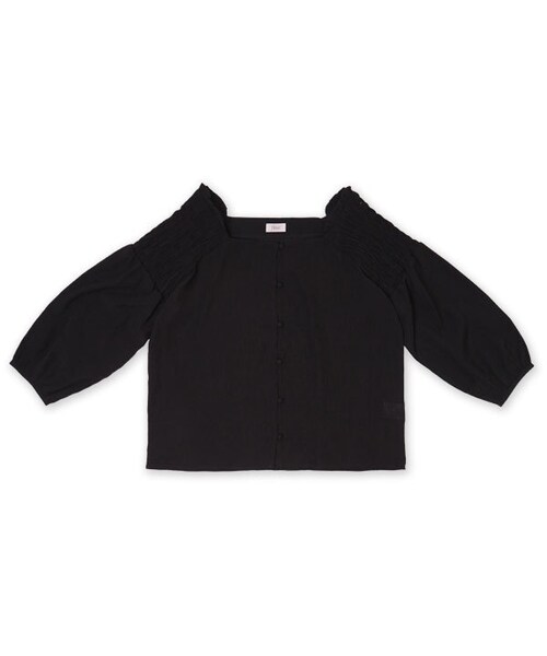 flower（フラワー）の「square neck top ～ｽｸｴｱﾈｯｸﾄｯﾌﾟ（シャツ/ブラウス・レディース・ホワイト/ブラック/ベージュ・FREE）」の2枚目の写真