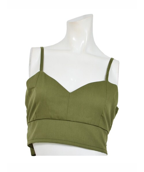 STYLEBLOCK（スタイルブロック）の「ツイルバックリボンビスチェ（キャミソール・レディース・ライトベージュ/イエロー/カーキ/ブラック・M）」の4枚目の写真