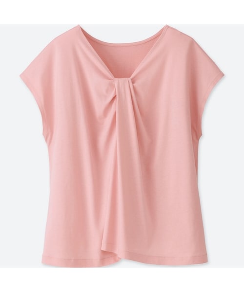 UNIQLO（ユニクロ）の「2WAYタックデザインＴ（半袖）（Tシャツ/カットソー・レディース・BLACK 09/NAVY 69/PINK 11/BLUE 61/WHITE 00・M/XS/XL/S/3XL/L/XXL）」の5枚目の写真