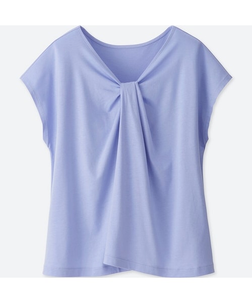 UNIQLO（ユニクロ）の「2WAYタックデザインＴ（半袖）（Tシャツ/カットソー・レディース・BLACK 09/NAVY 69/PINK 11/BLUE 61/WHITE 00・M/XS/XL/S/3XL/L/XXL）」の4枚目の写真