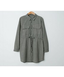 fd style | ウエストストリングチェック柄ワンピース(シャツワンピース)