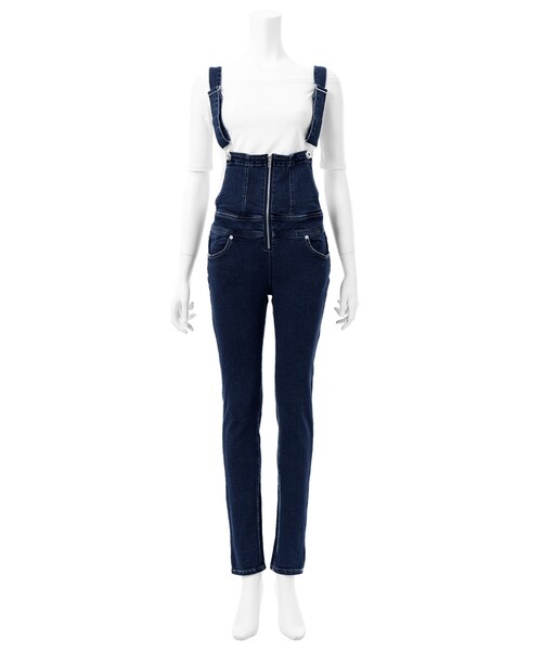 GRL（グレイル）の「フロントジップデニムサロペット（サロペット