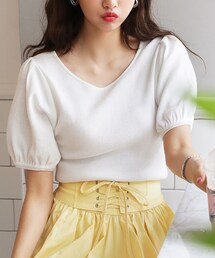 DHOLIC | パフスリーブ半袖ニット(ニット/セーター)