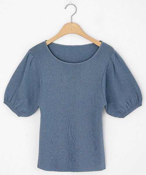 DHOLIC（ディーホリック）の「パフスリーブ半袖ニット（ニット/セーター・レディース・ホワイト/ブルー/ピンク・FREE）」の2枚目の写真