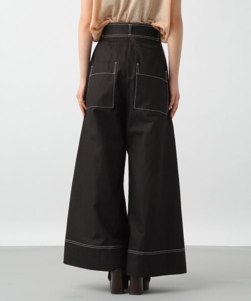HARE ステッチ ワイド パンツ グリーン HARE（ハレ）の「ハイショクステッチワイドパンツ（）」 - WEAR