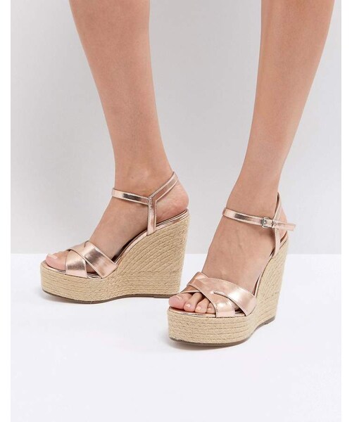 Wonder Rose Gold Espadrille Wedges - WEAR