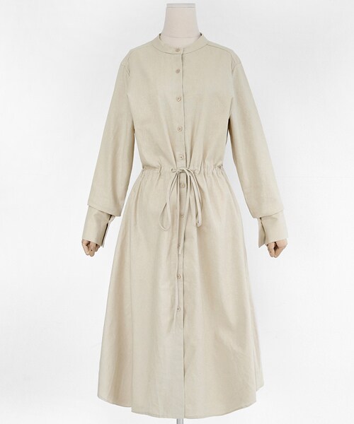 DHOLIC（ディーホリック）の「バンドカラーロングワンピース（ワンピース・レディース・パープル/ベージュ・FREE）」の2枚目の写真