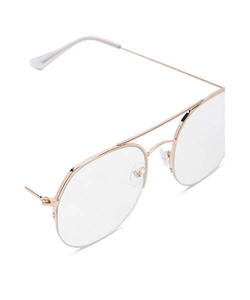FOREVER 21（フォーエバー トゥエンティーワン）の「メタルフレームアビエーターメガネ（その他・レディース・GOLD/CLEAR・ONE SIZE）」の5枚目の写真