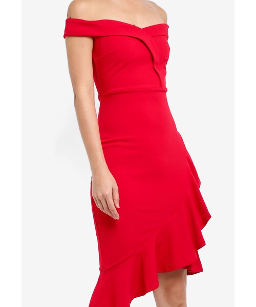 lipsy red ruffle dress
