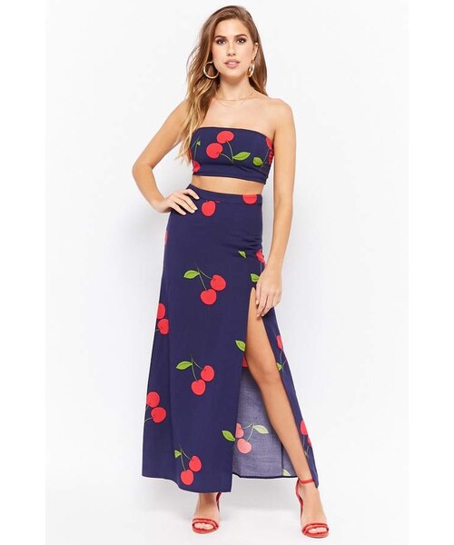 forever 21 cherry print crop top