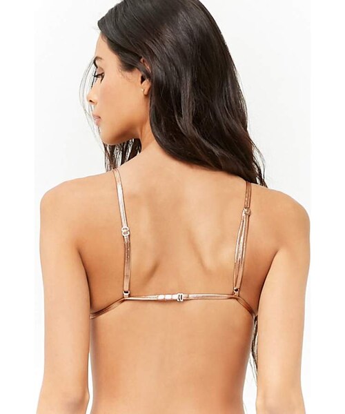 FOREVER 21(フォーエバー トゥエンティーワン)の「Forever 21 Metallic Triangle Bikini Top(水着・レディース・Pink/Gold・Medium/Large/X-large/Small)」の5枚目の写真