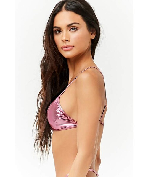 FOREVER 21(フォーエバー トゥエンティーワン)の「Forever 21 Metallic Triangle Bikini Top(水着・レディース・Pink/Gold・Medium/Large/X-large/Small)」の6枚目の写真
