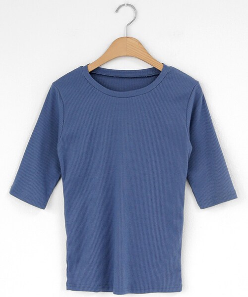 DHOLIC（ディーホリック）の「ハーフスリーブリブTシャツ（Tシャツ/カットソー・レディース・ブラック/ホワイト/イエロー/グリーン/ブルー/ピンク・FREE）」の4枚目の写真