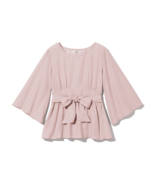 GRL（グレイル）の「ウエストリボンペプラムトップス（シャツ/ブラウス・レディース・ブラック/ピンク/ラベンダー/オフホワイト・F）」の4枚目の写真