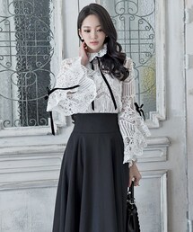 DINT | レースパタンリボンブラウス（インナーset）(シャツ/ブラウス)