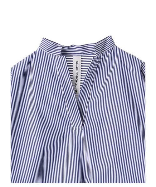 GARAGE OF GOOD CLOTHING（ガレージオブグッドクロージング）の「YHE ストライプスタンドネックスキッパーシャツ（トップス・ブルー・F）」の9枚目の写真