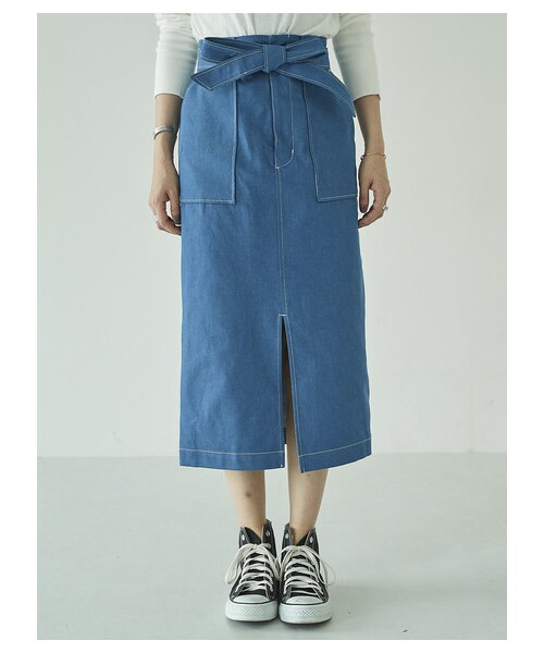 GARAGE OF GOOD CLOTHING(ガレージオブグッドクロージング)の「&L デニムタイトスカート(スカート・ライトブルー/インディゴ・36/38)」の2枚目の写真