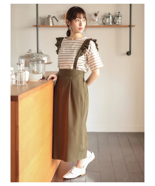 Green Parks(グリーンパークス)の「・w closet 2wayナロースカート(スカート・ブラック/ベージュ/カーキ・F)」の1枚目の写真