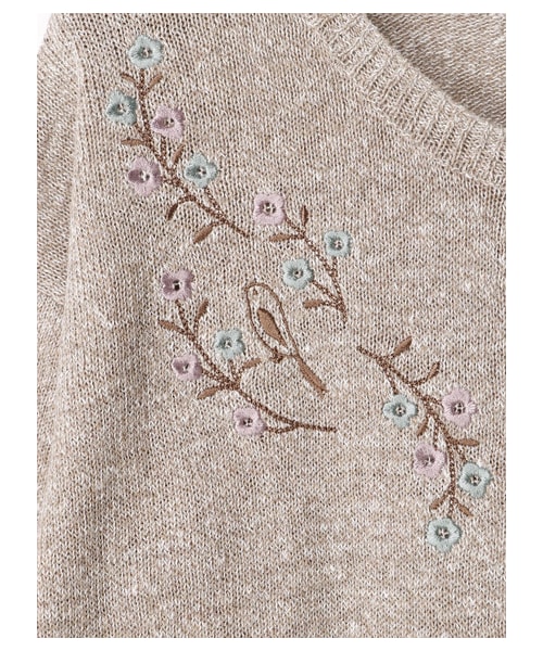 Mardi グレー 花刺繍 カーディガン 長袖 somari imagination（ソマリ イマジネーション）の「『花柄手