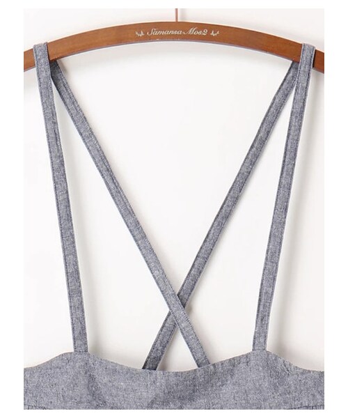 Samansa Mos2（サマンサ モスモス）の「サス付シャンブレーパンツ（パンツ・ブラック/モカ/ブルー・F）」の4枚目の写真