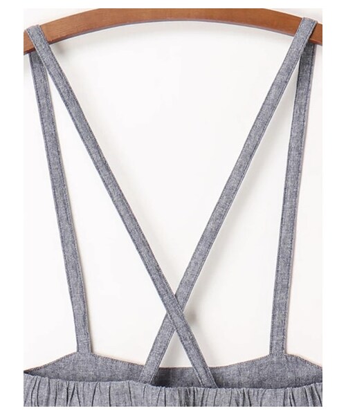 Samansa Mos2（サマンサ モスモス）の「サス付シャンブレーパンツ（パンツ・ブラック/モカ/ブルー・F）」の7枚目の写真