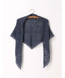 Samansa Mos2 | 小花を並べたレース付三角ニットストール(その他)